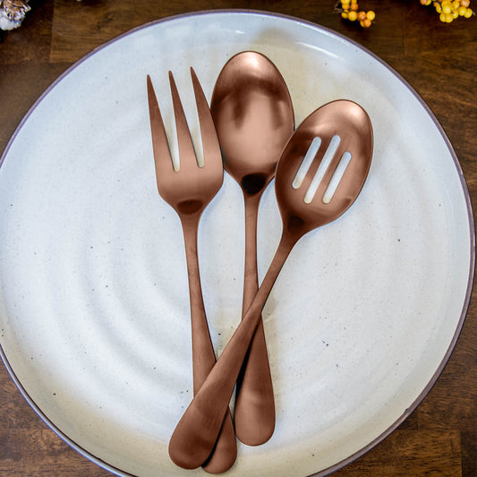 Rhiannon Copper Satin 3-Piece Serve Set