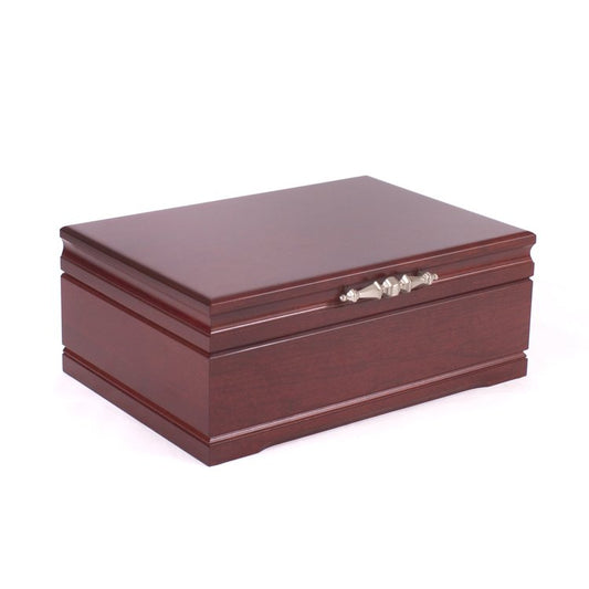 American Chest Sophistication Multifunctional Jewelry Box, Rich Mahogany Finish, Hand Crafted Wooden Chest