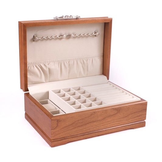 American Chest "Sophistication" Multifunctional Jewelry Box, Walnut Finish, Hand Crafted Wooden Chest