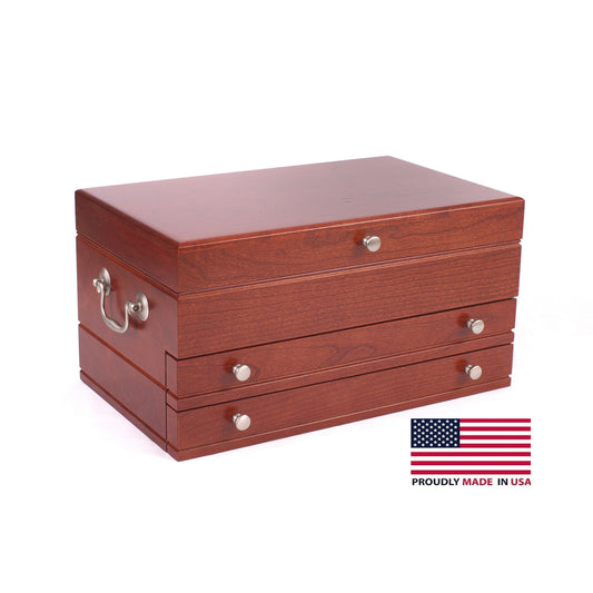 American Chest "First Lady" Jewelry Box w/ 2-Drawers, Hand Crafted Wooden Chest
