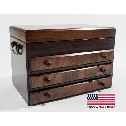 Exotic Flaming Amish Birch Jewelry Box | 3 Drawers