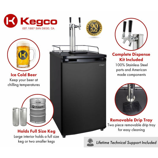 Kegco 20" Wide Dual Tap Beer Kegerator