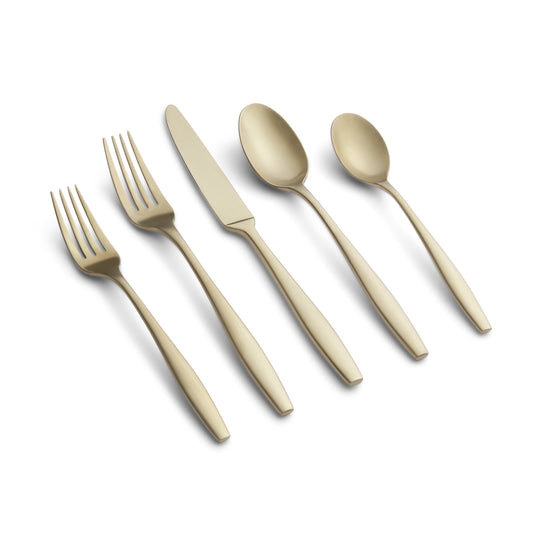 Katerina Champagne Satin 20-Piece Flatware Set