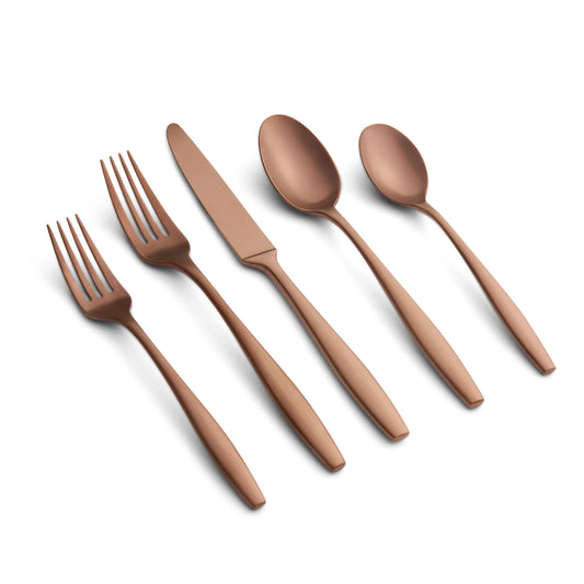 Katerina Copper Satin 20-Piece Flatware Set