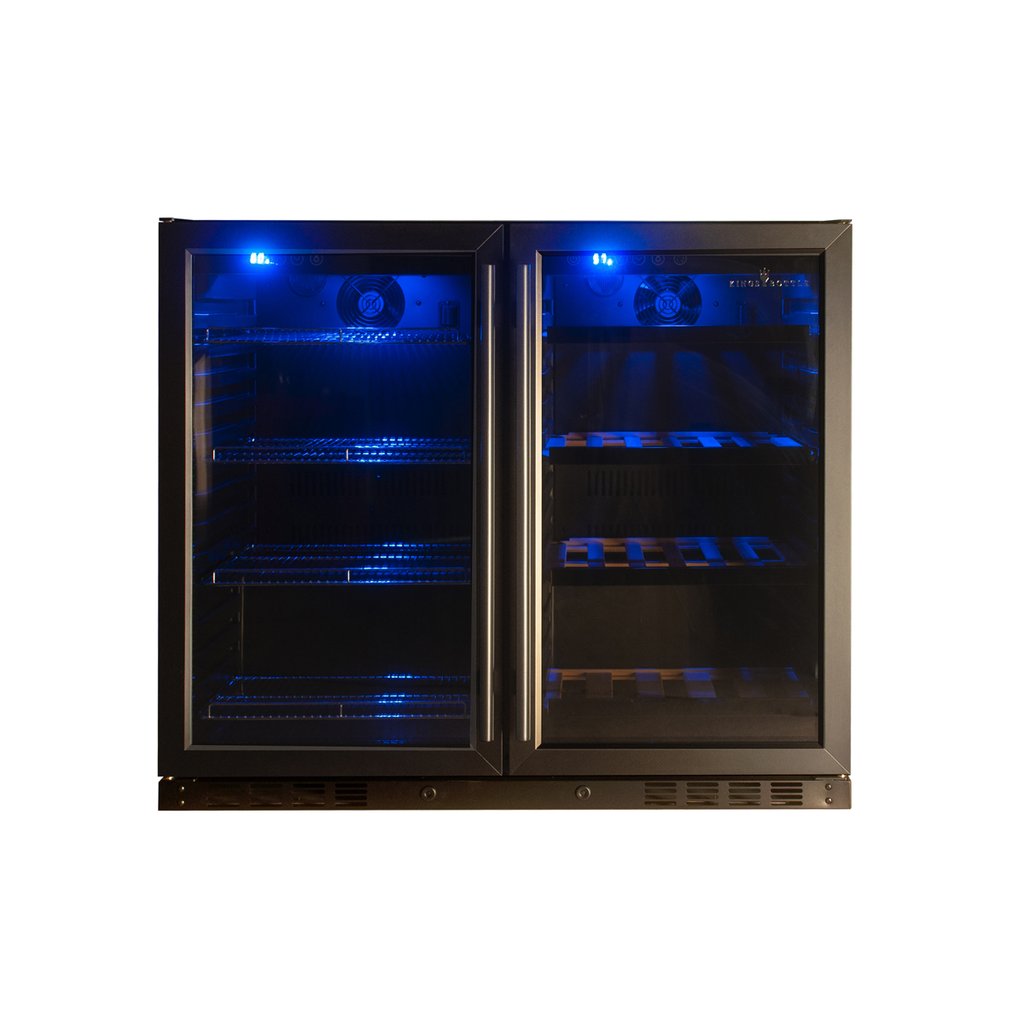 KingsBottle 39” Dual Zone Wine and Beverage Combo | Holds 100 Cans & 28 Bottles | KBU28LRX