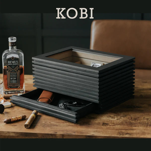 Kobi Glass Top Cigar Humidor | Holds 160 Cigars