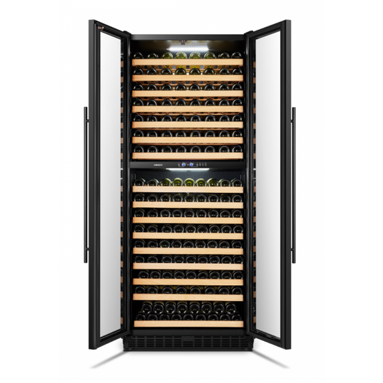 LanboPro 32" Wide, 287 Bottle Dual Zone Wine Cooler | French Doors | Black Exterior Finish