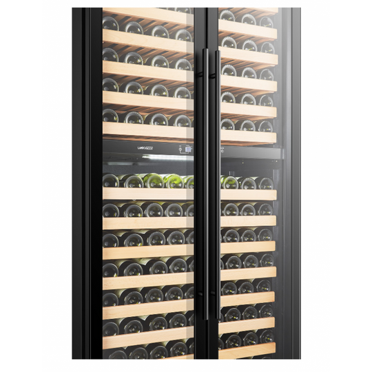 LanboPro 32" Wide, 287 Bottle Dual Zone Wine Cooler | French Doors | Black Exterior Finish