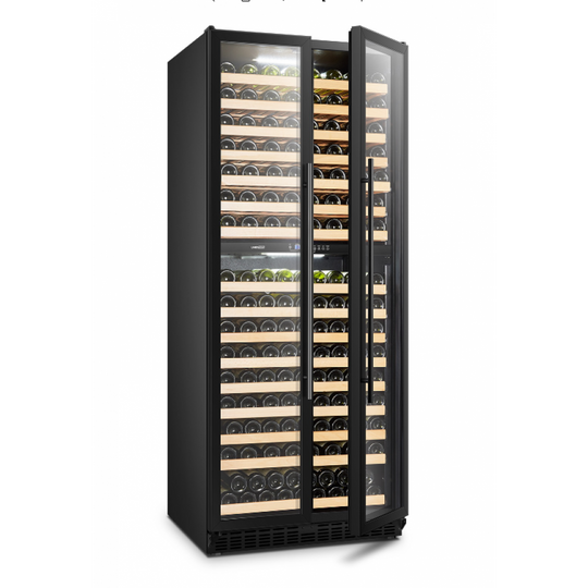 LanboPro 32" Wide, 287 Bottle Dual Zone Wine Cooler | French Doors | Black Exterior Finish