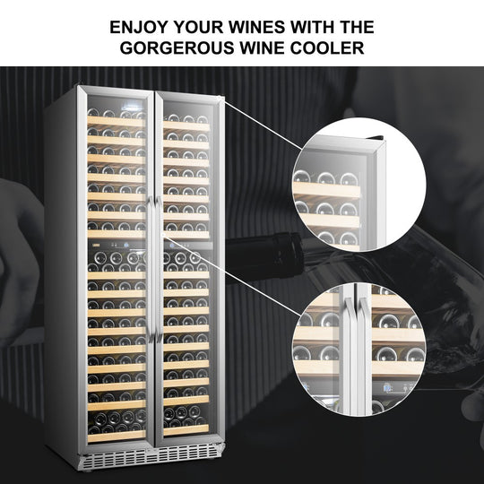 Lanbo 32" Wide, 287 Bottle Dual Zone Luxury Wine Cooler | French Doors