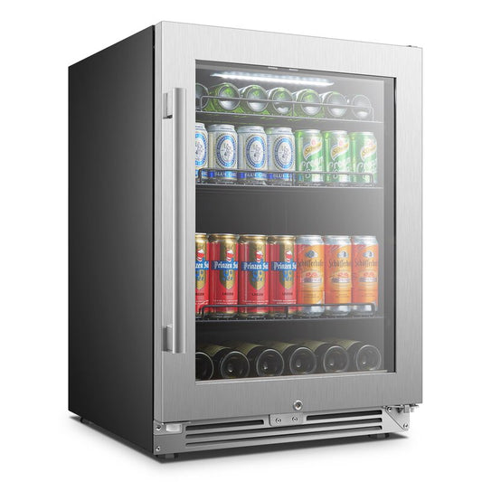 LanboPro 24" Wide, Single Zone Beverage Center w/ Wine Storage | Holds 118 Cans, 6 Bottles