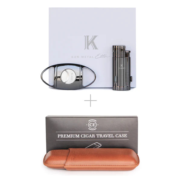 Premium Accessory Bundle by Klaro | Cigar Cutter, Torch Lighter, and Travel Case