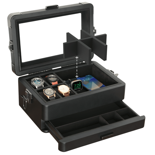 10 Slot Military Watch Box - Black Edition