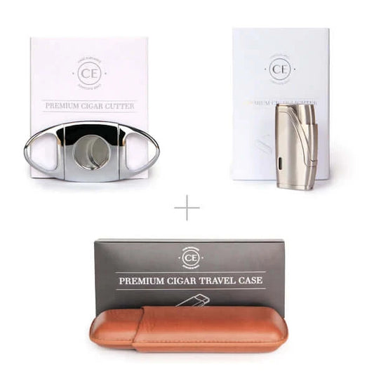 Accessory Bundle by Klaro | Cigar Cutter, Torch Lighter, and Travel Case