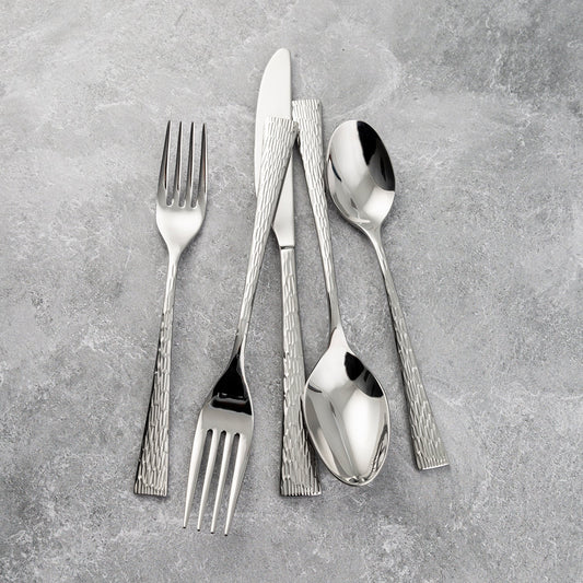 Finnley Hammered Mirror 20-Piece Flatware Set