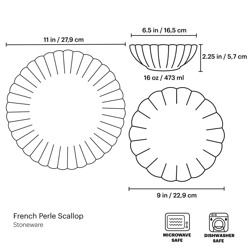 French Perle Scallop 12-Piece Dinnerware Set