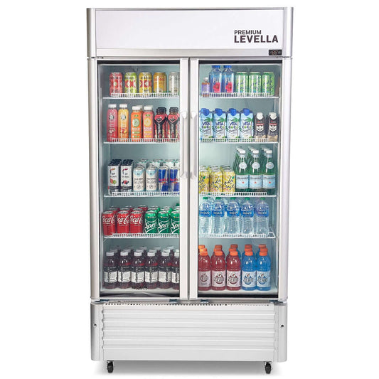 Premium Levella Display Refrigerator | Silver Exterior Finish | Sizes 16, 18, 21, and 29 Cu. Ft.