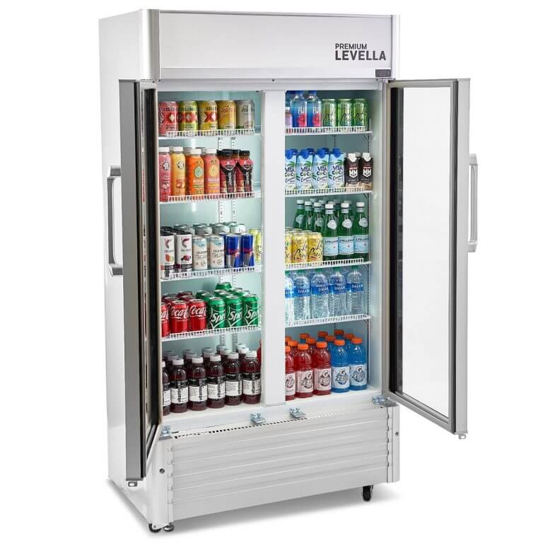 18 cu.ft Commercial Display Refrigerator | Double Doors | Silver | PRN185DX