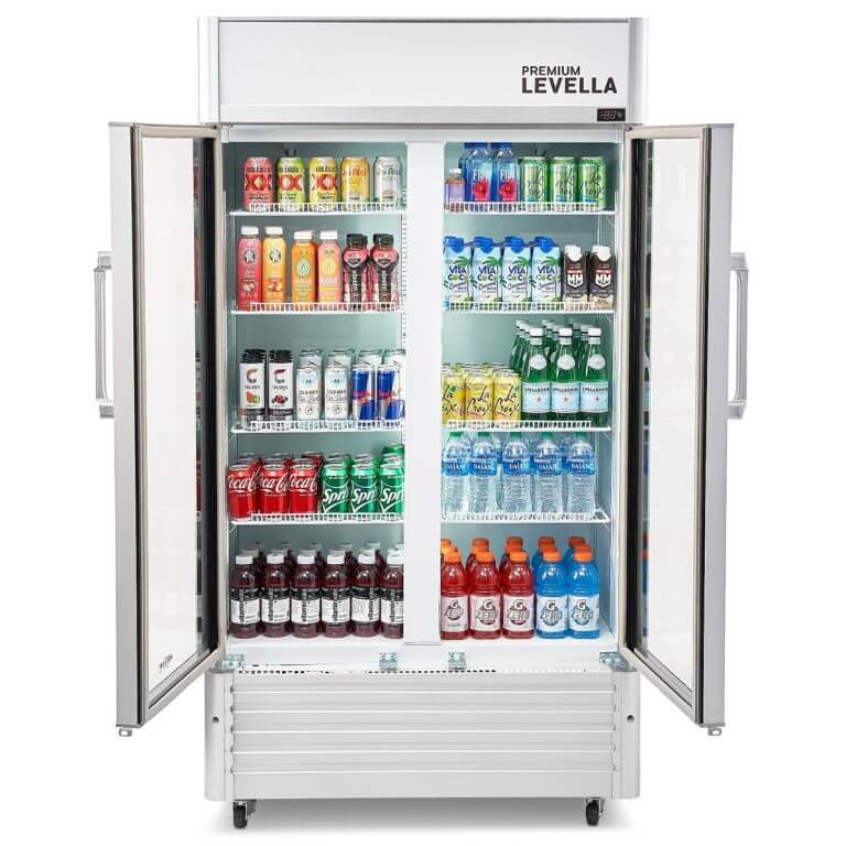 18 cu.ft Commercial Display Refrigerator | Double Doors | Silver | PRN185DX