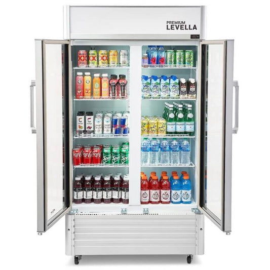 Premium Levella Display Refrigerator | Silver Exterior Finish | Sizes 16, 18, 21, and 29 Cu. Ft.