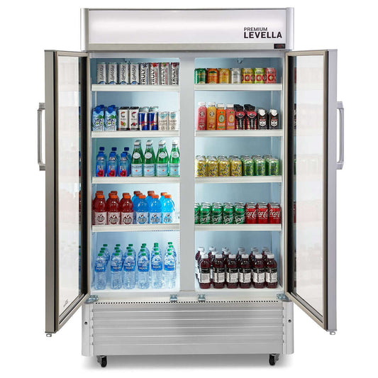 21 cu.ft Commercial Display Refrigerator | Double Doors | Silver | PRN210DX