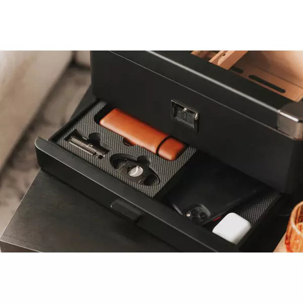 Military Glass Top Cigar Humidors - Black Edition | Holds 100 Cigars