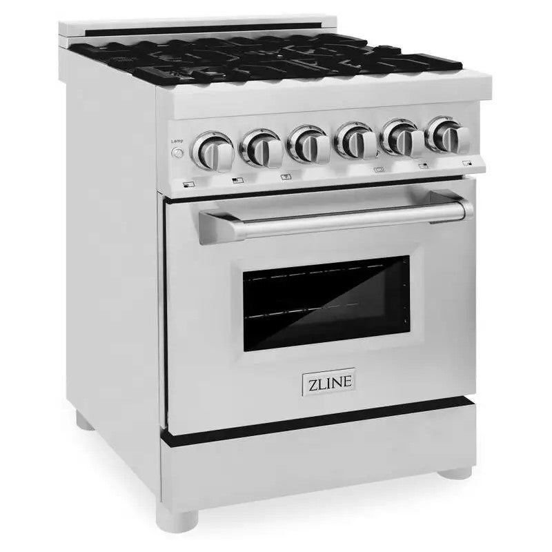 ZLINE 24" Dual Fuel Range with Gas Stove and Electric Oven in Stainless Steel (RA-24)