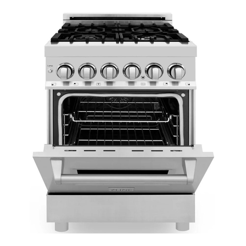 ZLINE 24" Dual Fuel Range with Gas Stove and Electric Oven in Stainless Steel (RA-24)