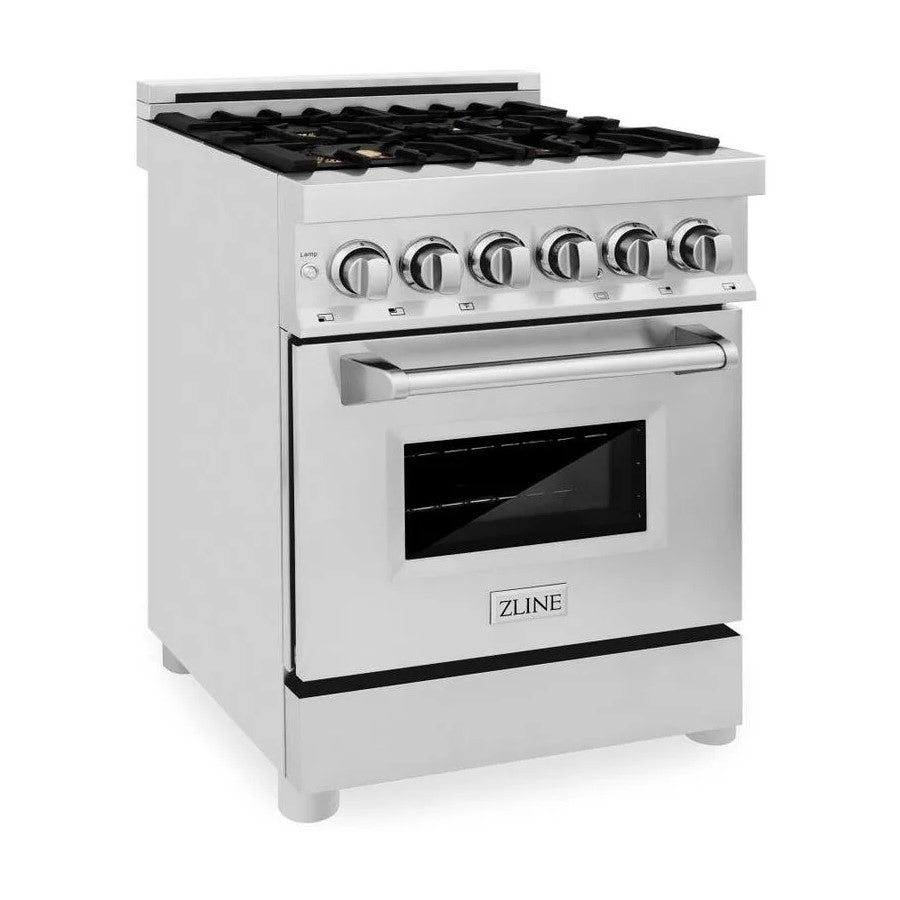 ZLINE 24" Dual Fuel Range with Gas Stove and Electric Oven in Stainless Steel (RA-24)