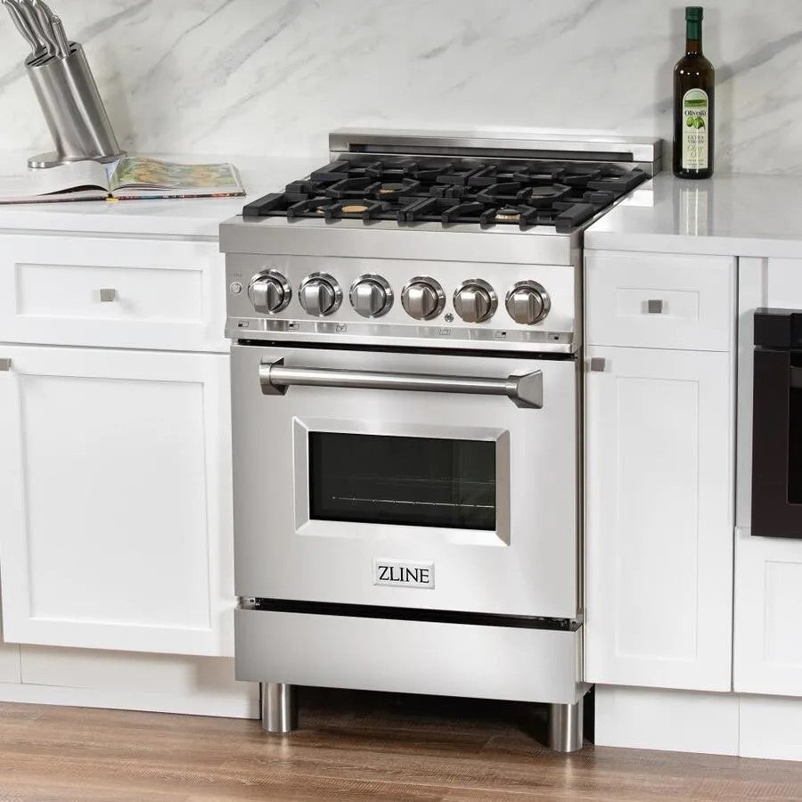 ZLINE 24" Dual Fuel Range with Gas Stove and Electric Oven in Stainless Steel (RA-24)