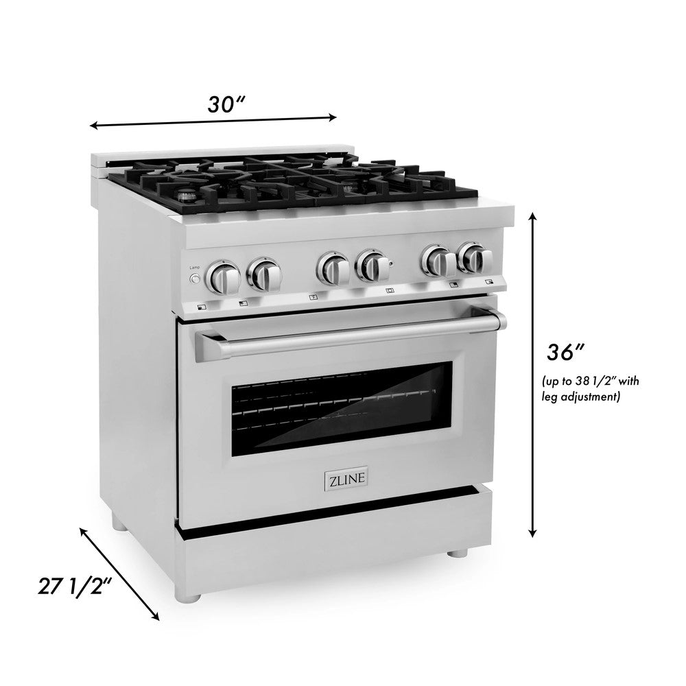 ZLINE 30" Dual Fuel Range with Gas Stove and Electric Oven (RA30)