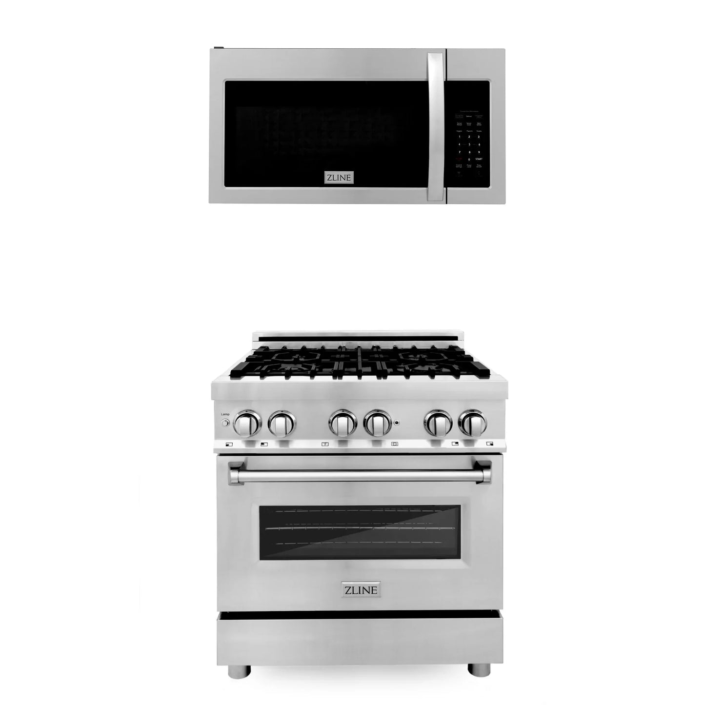 ZLINE 2 Piece Kitchen Package | Dual Fuel Range with Over the Range Microwave