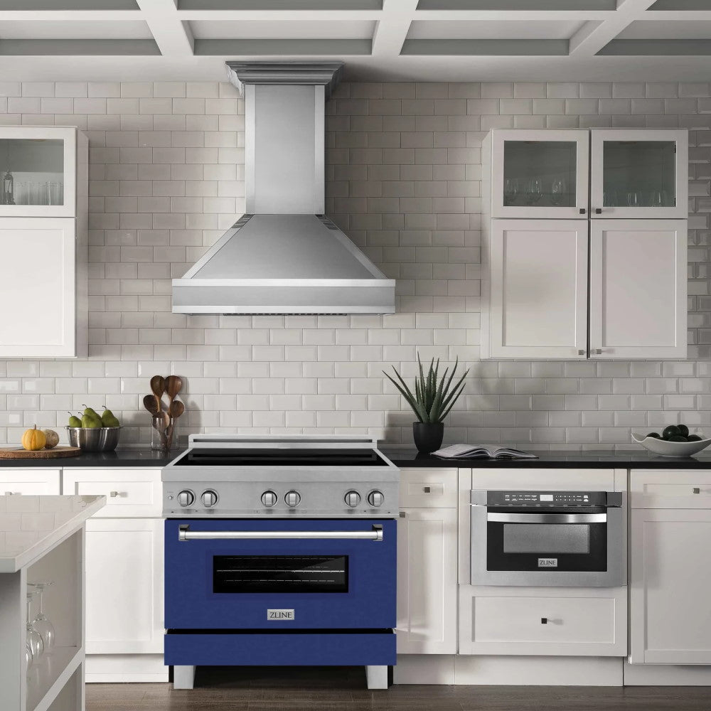 ZLINE 36" Induction Range in DuraSnow® with a 4 Element Stove and Electric Oven (RAINDS-SN-36)