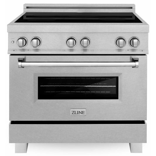 ZLINE 36" Induction Range in DuraSnow® with a 4 Element Stove and Electric Oven (RAINDS-SN-36)