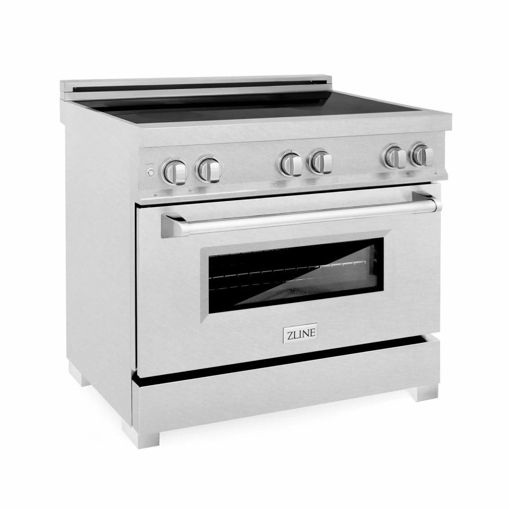 ZLINE 36" Induction Range in DuraSnow® with a 4 Element Stove and Electric Oven (RAINDS-SN-36)