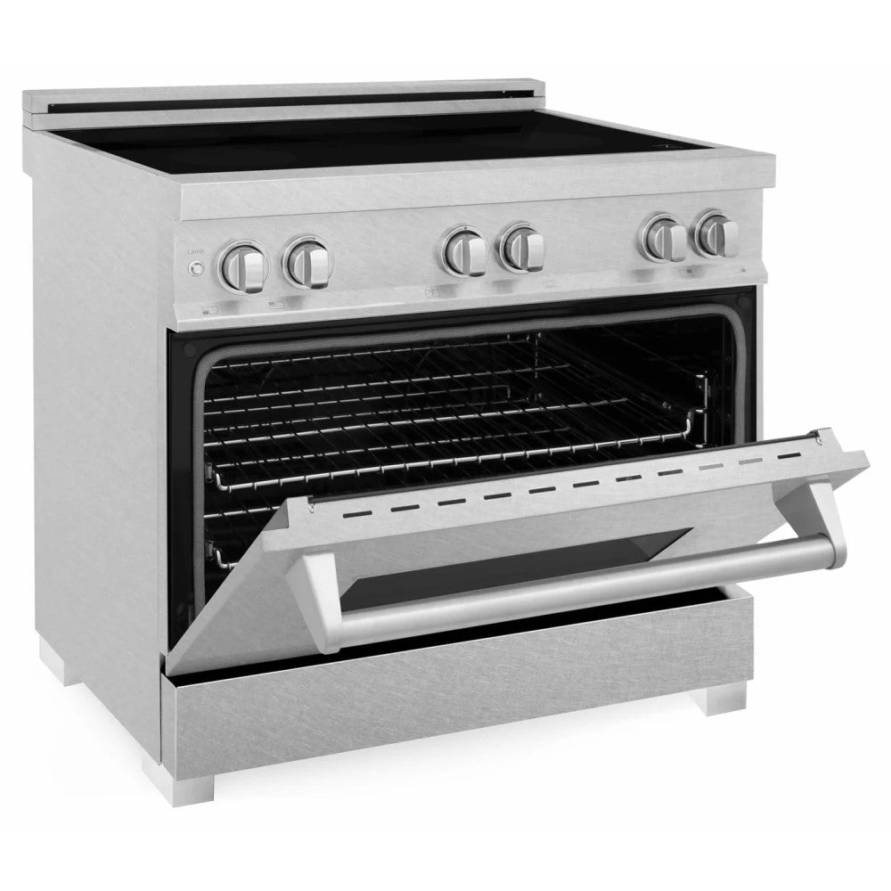 ZLINE 36" Induction Range in DuraSnow® with a 4 Element Stove and Electric Oven (RAINDS-SN-36)