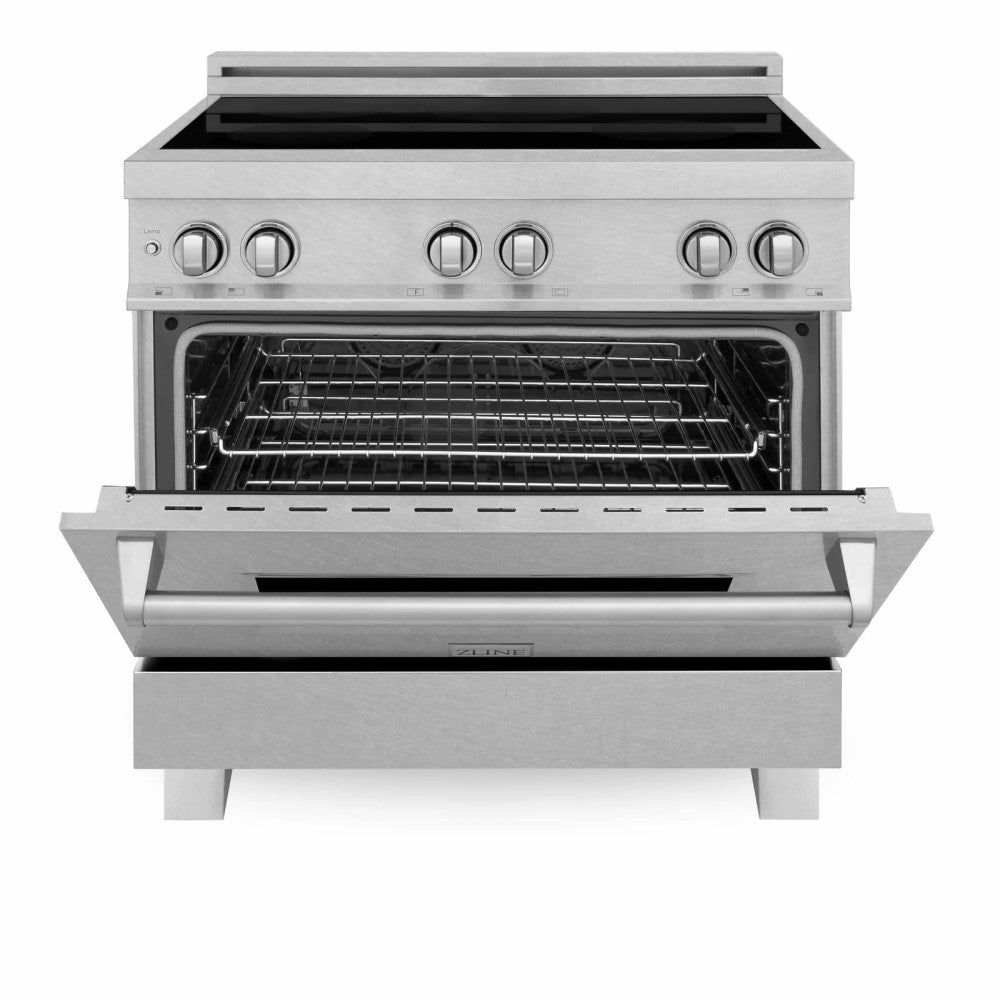 ZLINE 36" Induction Range in DuraSnow® with a 4 Element Stove and Electric Oven (RAINDS-SN-36)