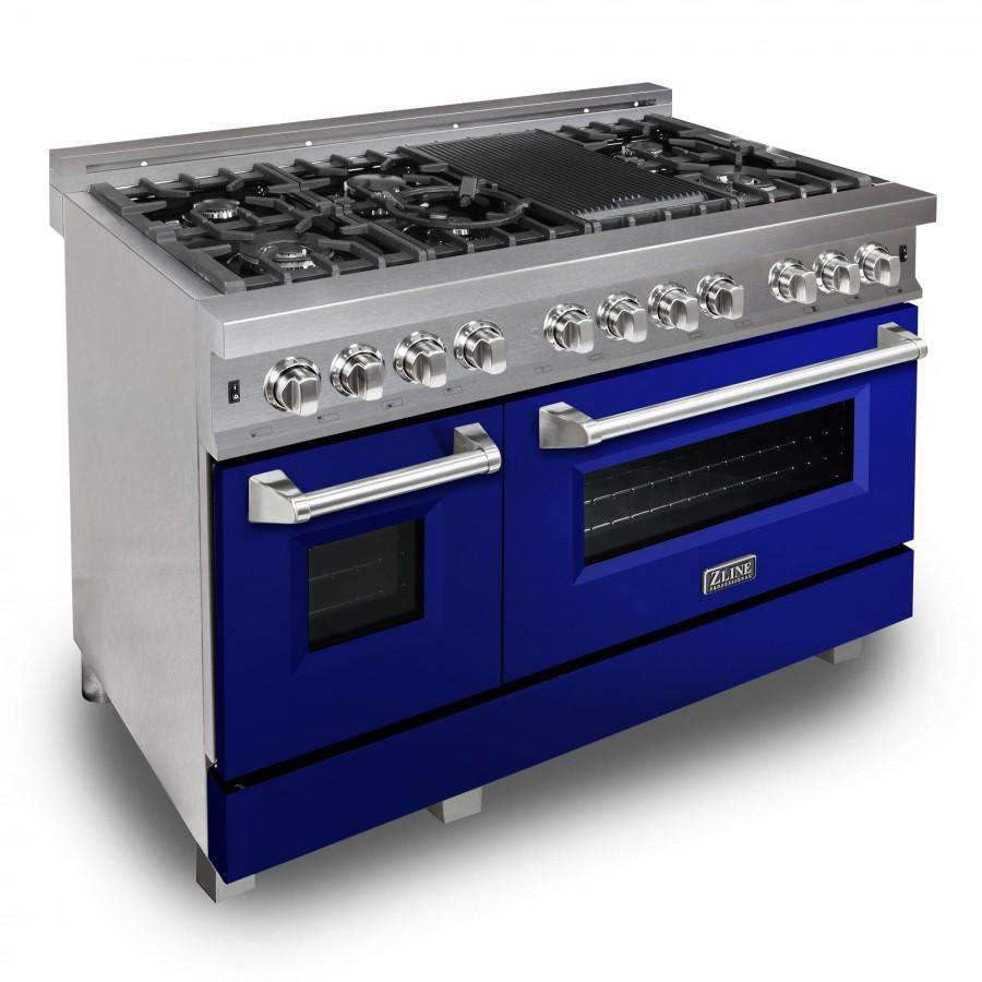 ZLINE 48" Dual Fuel Range with Gas Stove and Electric Oven in DuraSnow® Stainless Steel (RAS-SN-48)
