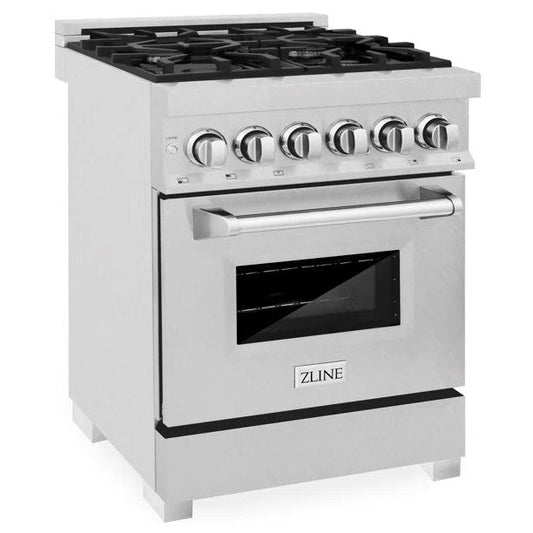 ZLINE 24" Dual Fuel Range with Gas Stove and Electric Oven in DuraSnow® Stainless Steel (RAS-SN-24)