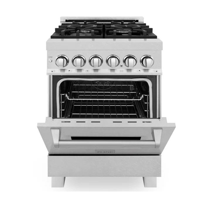 ZLINE 24" Dual Fuel Range with Gas Stove and Electric Oven in DuraSnow® Stainless Steel (RAS-SN-24)
