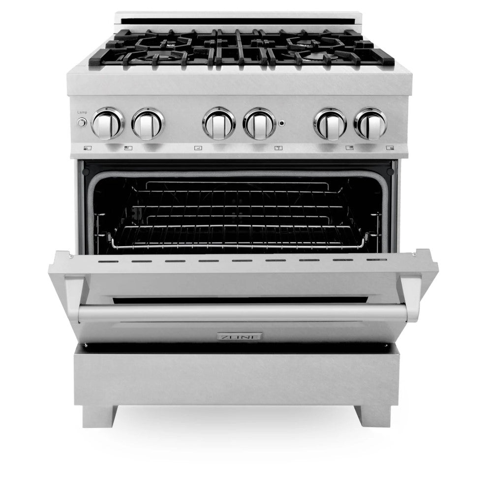 ZLINE 30" Dual Fuel Range with Gas Stove and Electric Oven in DuraSnow® Stainless Steel (RAS-SN-30)