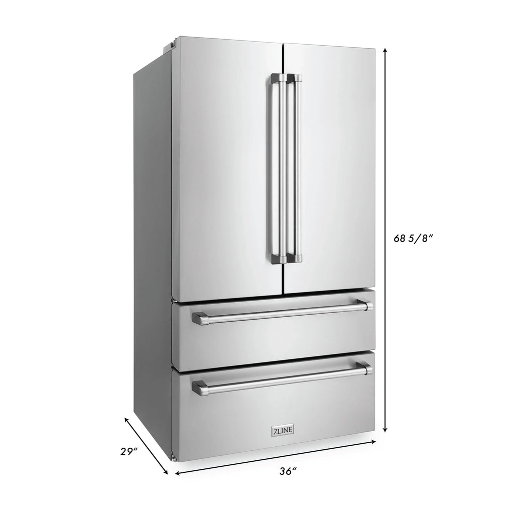 ZLINE 36'' French Door Refrigerator in Stainless Steel