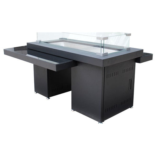 AZ Patio Heaters 30" Black/Mocha Rectangle Two Tier Glass Top Fire Pit