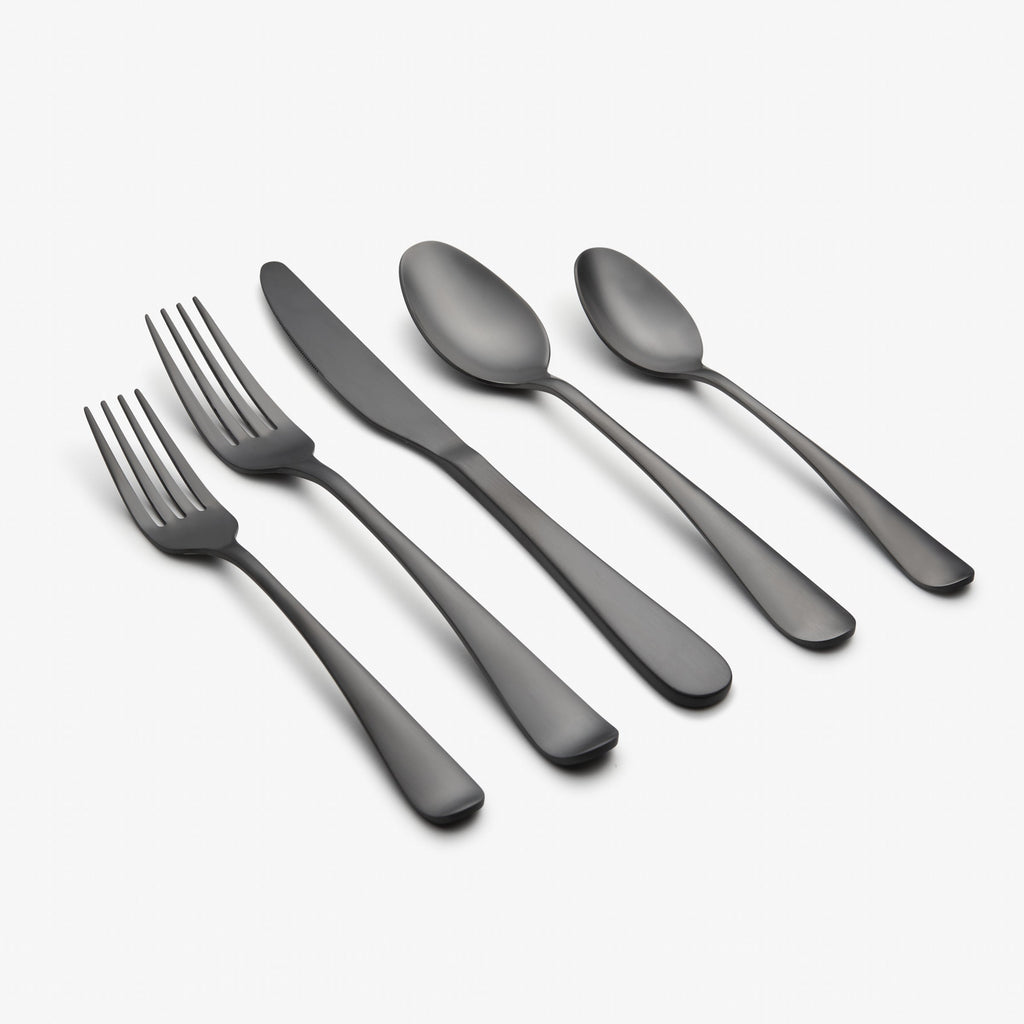 Rhiannon Black Satin 45-Piece Flatware Set