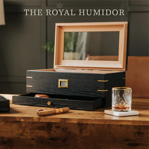 Royal Glass Top Cigar Humidor | Holds 90 Cigars