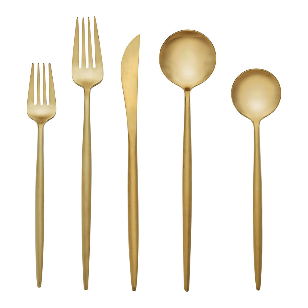 Zephyr Satin Gold 20 Piece Flatware Set