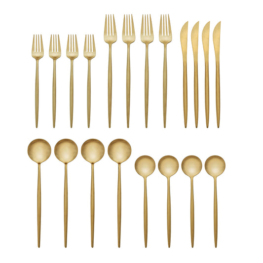 Zephyr Satin Gold 20 Piece Flatware Set