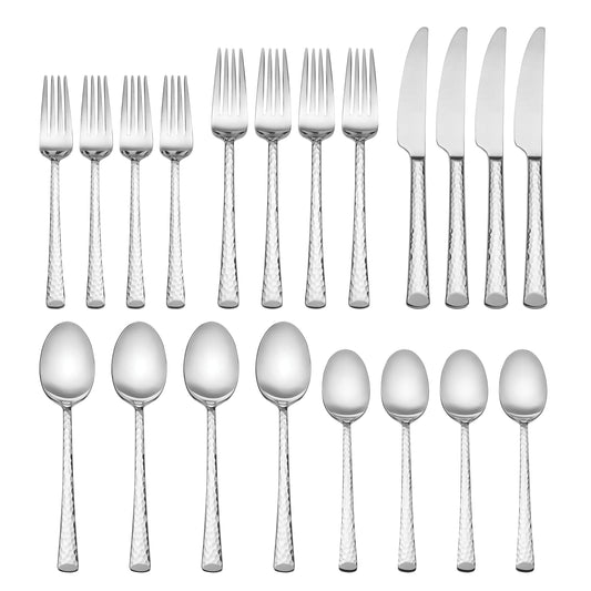 Oneida Vale Hammered 20 Piece Flatware Set