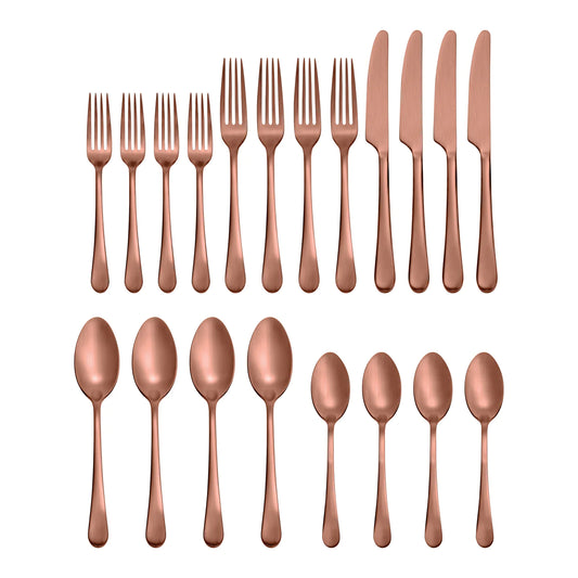 Mirabella Satin Copper Titanium 20 Piece Flatware Set