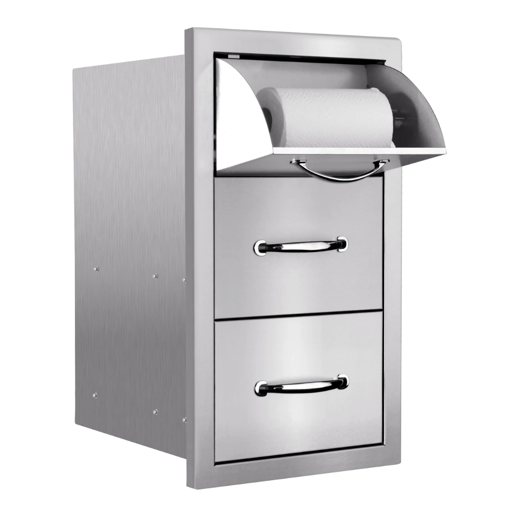 Summerset 17" Double Drawer Masonry Frame Return + Paper Towel Holder